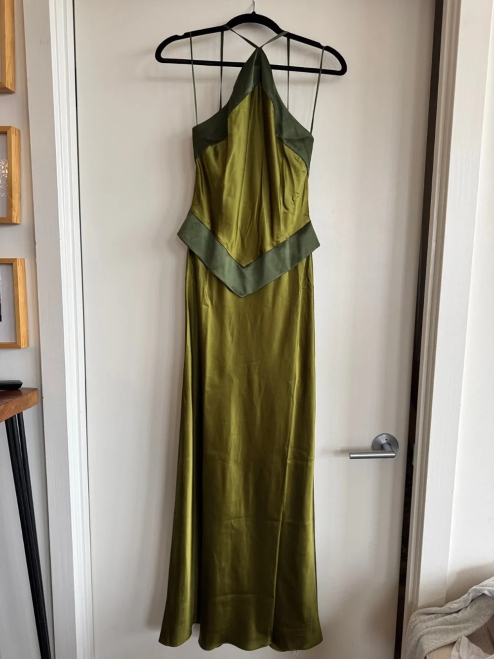 Reformation Jillian Silk Dress Olive Green Maxi Dress - Picture 7 of 7